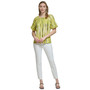 Women's Printed Poplin-Sleeve Crewneck Top