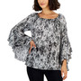 Women's Animal-Print On & Off-the-Shoulder Bell Sleeve Top