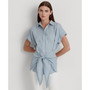 Women's Striped Tie-Front Cotton Broadcloth Shirt