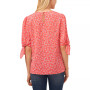 Women's Printed 3/4 Tie-Sleeve Crew Neck Blouse