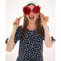 Women's Printed 3/4 Tie-Sleeve Crew Neck Blouse