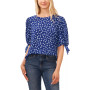 Women's Printed 3/4 Tie-Sleeve Crew Neck Blouse