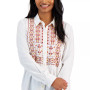 Petite Woven Embroidered Perfect Shirt, Created for Macy's
