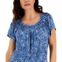 Women's Printed Pleated-Neck Top, Created for Macy's