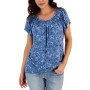 Women's Printed Pleated-Neck Top, Created for Macy's
