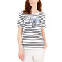 Women's Striped Patchwork-Logo T-Shirt