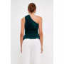 Women's One Shoulder Shirred Tulle Top