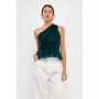 Women's One Shoulder Shirred Tulle Top