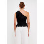 Women's One Shoulder Shirred Tulle Top