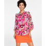 Women's Floral-Print Split-Neck Blouse, Created for Macy's