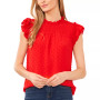 Women's Smocked-Yoke Ruffle-Sleeve Textured Top