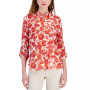 Women's Cotton Batik Floral Roll-Tab Shirt