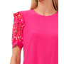 Women's Scattered Daisy Short Puff Sleeve Knit Top