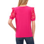 Women's Scattered Daisy Short Puff Sleeve Knit Top