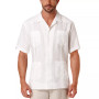 Men's Big & Tall Short-Sleeve 4-Pocket 100% Linen Guayabera Shirt