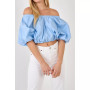 Women's Cropped V-neckline Puff Top
