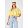 Women's Cropped V-neckline Puff Top