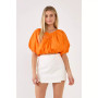 Women's Cropped V-neckline Puff Top