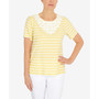 Women's Summer in The City Striped Flower Neck Top