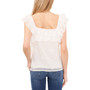 Women's Sleeveless Ruffled Square Neck Eyelet Blouse