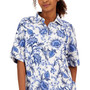 Women's Short Sleeve Linen-Blend Printed Top