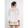 Women's Lace with Poplin Bell Sleeve Blouse