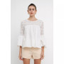 Women's Lace with Poplin Bell Sleeve Blouse