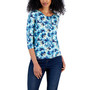 Petite Idina Brush Floral-Print Top, Created for Macy's