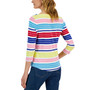 Petite Cotton Striped 3/4-Sleeve T-Shirt, Created for Macy's