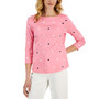 Women's 3/4-Sleeve Heart Boat-Neck Top, Created for Macy's