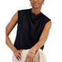 Petite Draped Mock Neck Sleeveless Top, Created for Macy's