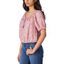 Women's Printed Short-Sleeve Peasant Top