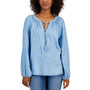 Women's Drapey Tassel Peasant Blouse, Created for Macy's