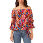 Women's Printed Off-The-Shoulder Bubble-Sleeve Blouse