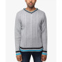 Men's Cable Knit Tipped V-Neck Sweater