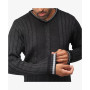 Men's Cable Knit Tipped V-Neck Sweater