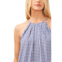 Women's Sleeveless Pleated Gingham Halter Top