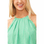 Women's Sleeveless Pleated Gingham Halter Top