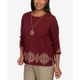 Women's Street Medallion Border Embroidery Top with Necklace