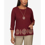 Women's Street Medallion Border Embroidery Top with Necklace