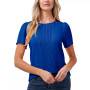 Women's Pin Tucked Front Short Sleeve Crew Neck Blouse