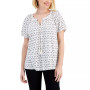 Petite Split-Neck Summer Blouse Top, Created for Macy's