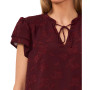 Women's Short-Sleeve Floral-Jacquard Tie-Front Blouse