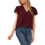 Women's Short-Sleeve Floral-Jacquard Tie-Front Blouse