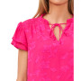Women's Short-Sleeve Floral-Jacquard Tie-Front Blouse