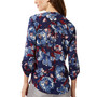 Women's Floral-Print Pintuck Roll-Tab Shirt