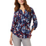 Women's Floral-Print Pintuck Roll-Tab Shirt