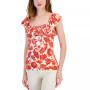 Women's Batik Floral Printed Ruffled Top