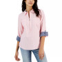 Women's Striped Half-Zip Roll-Tab Shirt