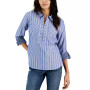 Women's Striped Half-Zip Roll-Tab Shirt